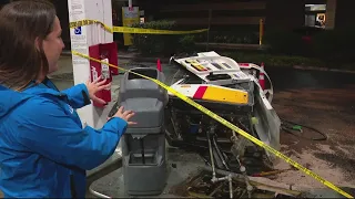 Carjacking ends with stolen car on top of gas pump in Fairfax Co.