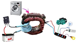 I turn washing machine stator into a 12v TO 220v inverter circuit