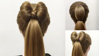 Cara Membuat Model Rambut Pita I How to Make a Hair Bow I Ponytail Bow Hairstyle I Back to School