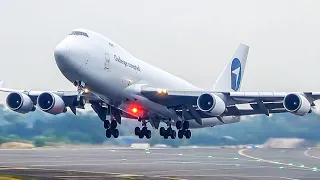 (4K) BIG Airplanes and Heavy rain - Close-up Plane spotting at Liège!