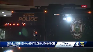 Crews assessing damage after deadly tornadoes in Holdenville