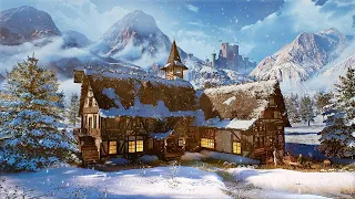 Whispers of Winter: Medieval Tavern Ambience in Forest's Heart - Relaxing Journey to the Past ❄️🏰