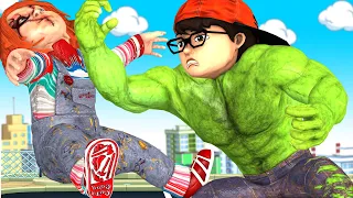 Strong Nick Became NickHulk Protect Tani vs Zombie Chucky - Scary Teacher 3D Fun Animation