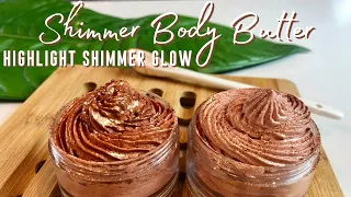 How To Make DIY SHIMMER BODY BUTTER | GLOWING SKIN WHIPPED BODY BUTTER