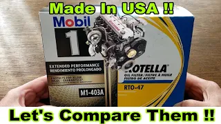 Mobil M1-403A Oil Filter vs. Rotella RTO-47 Oil Filter Cut Open Comparison