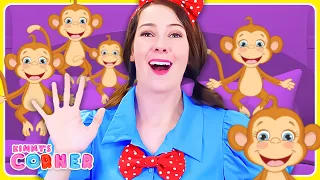 5 Little Monkeys Jumping on the Bed | Classic Kids Songs - Kimmy's Corner Toddler Learning