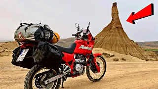 From PYRENEES MOUNTAINS to SPANISH DESERT in ONE DAY on old Honda Motorcycle! Dominator 650 /6
