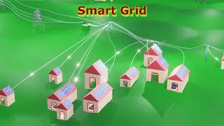 Introduction to smart grid. 3D Animation. Smart Power Grid. Electricity transmission & distribution.