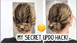 EASY UPDO HACK ANYONE CAN DO! BEGINNER UPDO | HOMECOMING HAIR| PROM| WEDDING| MEDIUM & LONG HAIR