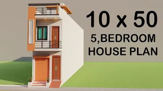 Small 5 Bedroom Shop With House Design,10x50 Dukan Or Makana Ka Naksha,3D Shop Elevation