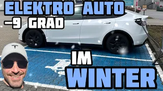 Tesla Model Y SR: Klirrende Winternacht| Elektro Auto im Winter| CATL LFP Akku laden bei -9 Grad |