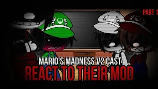 Mario's Madness V2 cast REACT to their MOD | 1/? | FNF