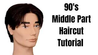 How to Cut a Middle Part Curtains 90's Haircut Tutorial - TheSalonGuy