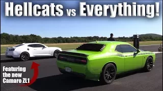 Hellcat vs New Camaro ZL1, GT-R, Shelby GT500, Corvette Z06, More! Half Mile Action!