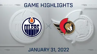 NHL Highlights | Oilers vs. Senators - Jan. 31, 2022