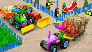 Diy tractor making mini bulldozer repair train railway | diy mini Traffic Light make Roads | HP Mini