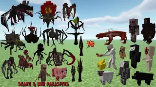 All parasites (Scape and Run Parasites MOD) VS. All SCP (Scp Lockdown MOD) in MINECRAFT.1VS1 #mc #vs