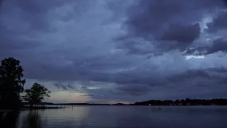 Timelapse: Dark clouds over Lake Norman at dawn. Sony a6600 with its 18-35mm lens.