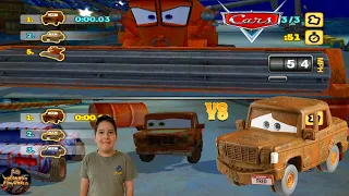 DISNEY PIXAR CARS MATER-NATIONAL PC GAMEPLAY - RUST BUCKET RACE #1 - FRANK VS FRED - FUNNY RACE!!!