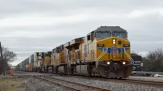 UP 7337 w/ Nice K3HL Leads Long Northbound Stack Intermodal Train In Buda, Texas on 2/11/24