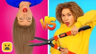 FUNNY HAIR DIY PRANK! Long Hair VS Short Hair Problems and Hacks