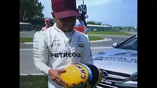 Formula 1 Lewis Hamilton receives Ayrton Senna's  helmet