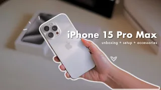 iphone 15 pro max (white titanium) unboxing + airpods pro unboxing 🍎