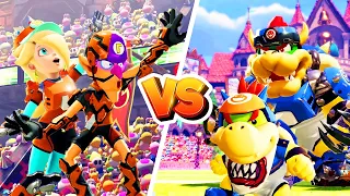 Mario Strikers Battle League - Waluigi & Rosalina Vs Bowser & Bowser Jr -  Hard CPU Gameplay