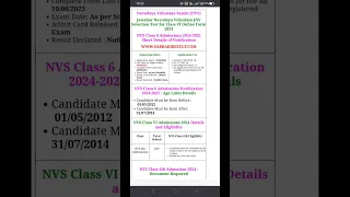 Jawahar Navodaya Vidyalaya JNV Selection Test for Class VI Online Form 2024 | NVS Class 6 Admission