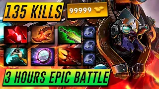 3 Hours Epic Battle - 135 Kills Tinker 99 999 Gold - Dota 2 Pro Gameplay [Watch & Learn]