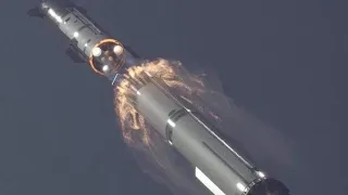 STARSHIP SEPARATION: Eye-watering new footage of Startship hot staging in action