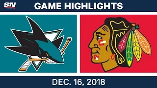 NHL Highlights | Sharks vs. Blackhawks - Dec 16, 2018