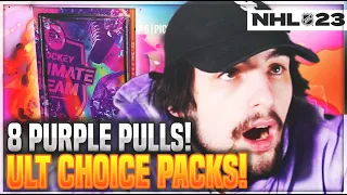 8 PURPLE PULLS! INSANE ULTIMATE CHOICE PACKS! NHL 23 PACK OPENING!