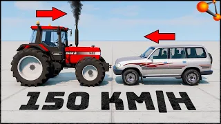 TRACTOR vs TOYOTA LC 80! 150 Km/H CRASH TEST! - BeamNg Drive