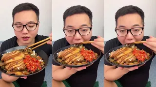 ASMR MUKBANG| eating show, roasted pork, noodles, vegetable, rice, yummy!
