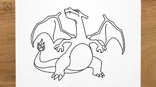 How to draw CHARIZARD (Pokemon) step by step, EASY