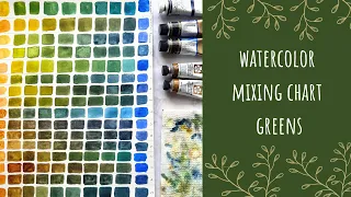 Watercolor mixing color chart greens