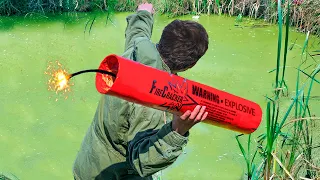 MEGA XXXL $5000 Firecracker VS a swamp | How to find treasure