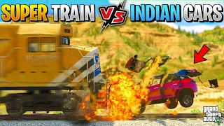 Indian Cars Vs WORLD FASTEST SUPER TRAIN CRASH Challenge | GTA 5 Indian Cars