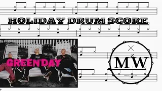 🥁 How To Play Green Day - Holiday Drums Score, drum transcription, notation 🥁