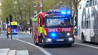 London fire engines responding to emergency calls