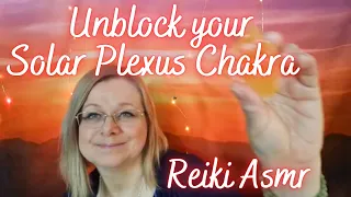 Reiki to unblock your solar plexus chakra. ASMR yellow calcite crystal healing