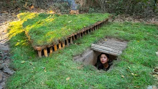 Girl Live Off Grid Built Top Secret Underground Home Shelter, secret survival dugout