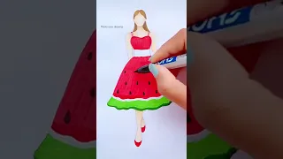 Watermelon Dress Design #shorts #satisfying #painting #art #youtubeshorts