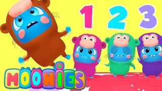 🐵🙉Five Little Monkeys 🙊🐒 | Family nursery rhymes and songs for kids by Baby Moonies Official