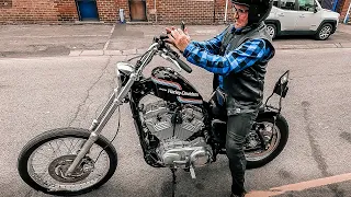 Picking up my 883 Chopper Harley Davidson from England