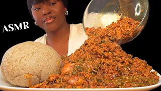 ASMR FUFU & OKRO, EGUSI SOUP MUKBANG |Tiger prawns, Nigerian food |Soft Eating Sounds| Vikky ASMR