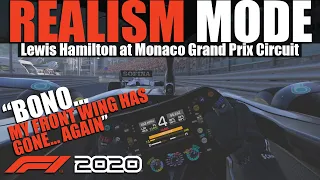 F1 2020 REALISM MODE - MONACO - LEWIS HAMILTON (100% RACE + TRACKIR + COCKPIT + NO HUD + NO ASSISTS)