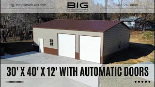 BIG Metal Structures- 30' x 40' x 12' metal garage installed in Winston Salem, NC