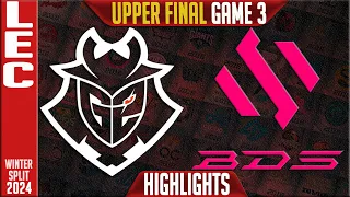 G2 vs BDS Highlights Game 3 | LEC Winter 2024 Playoffs Upper FINAL | G2 Esports vs Team BDS G3